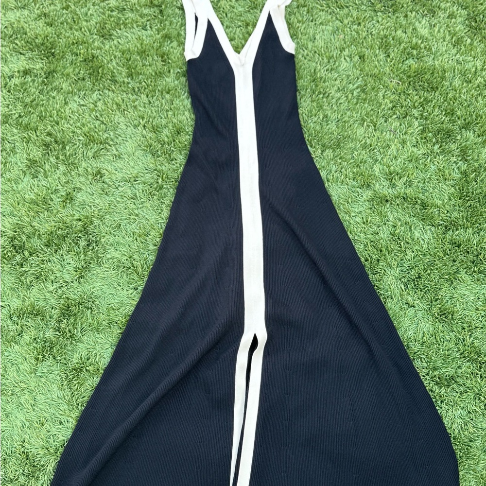 Like New Sandro Gabriella Two Tone Rib Knit Maxi Dress